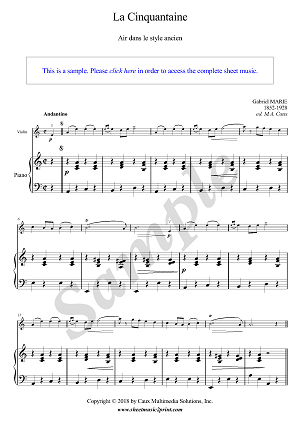 Gabriel Marie La Cinquantaine Violin Sheetmusic2print