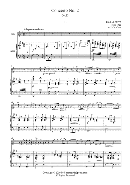 Seitz : Concerto Op. 13 (III : Allegretto moderato) – Sheetmusic2print