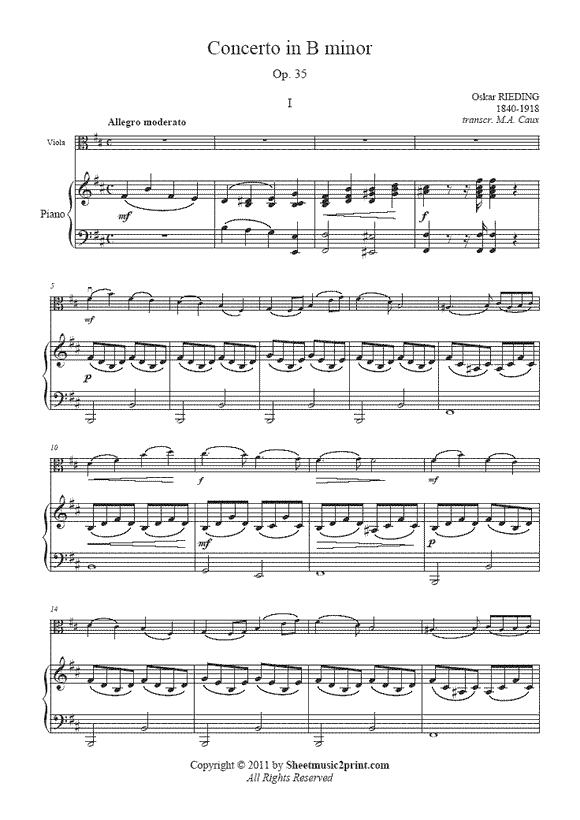Rieding : Concerto Op. 35 for Viola