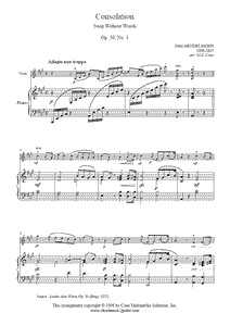 Mendelssohn : Consolation Op. 30, No. 3 - Violin