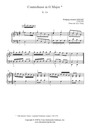 Contredanse in G Major, K 15e -- Urtext