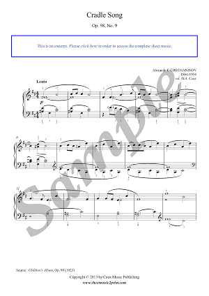 Grechaninov : Cradle Song, Op. 98, No. 9