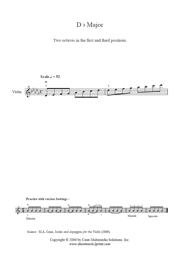D flat Major Scale & Arpeggio - Violin