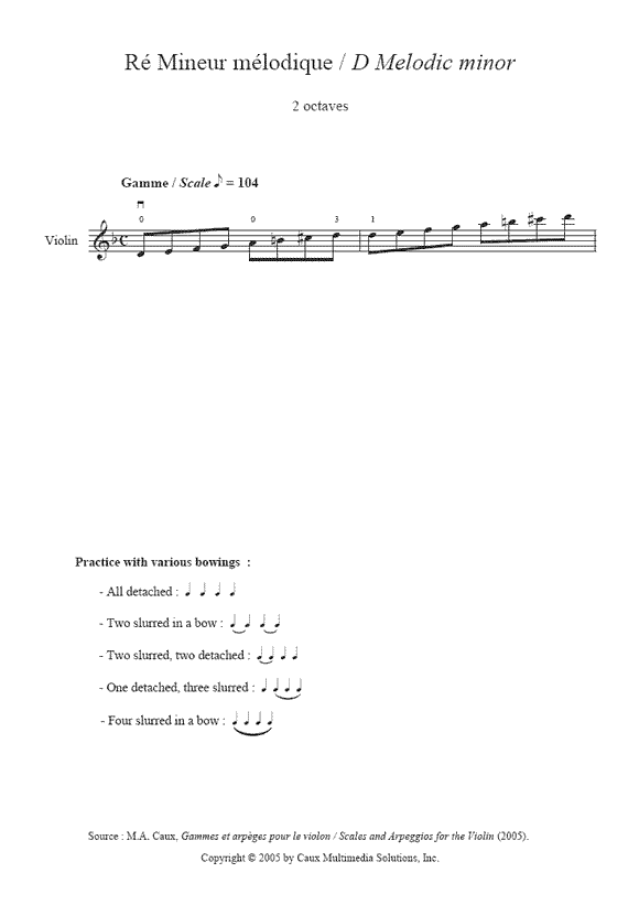 D Melodic minor - Violin