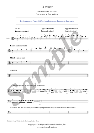 Viola : D minor Scales & Arpeggio - Grade 1