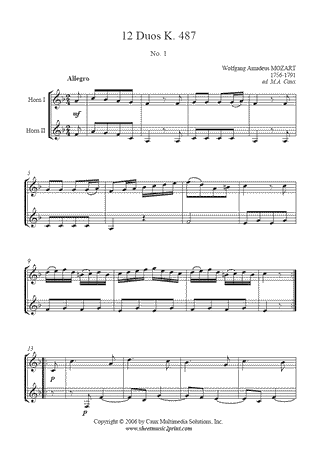 Duo in F Major, K. 487, No. 1