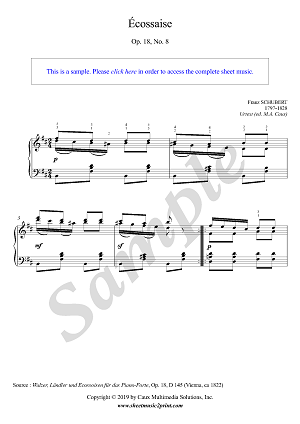 Schubert : Ecossaise D 145, Op. 18, No. 8