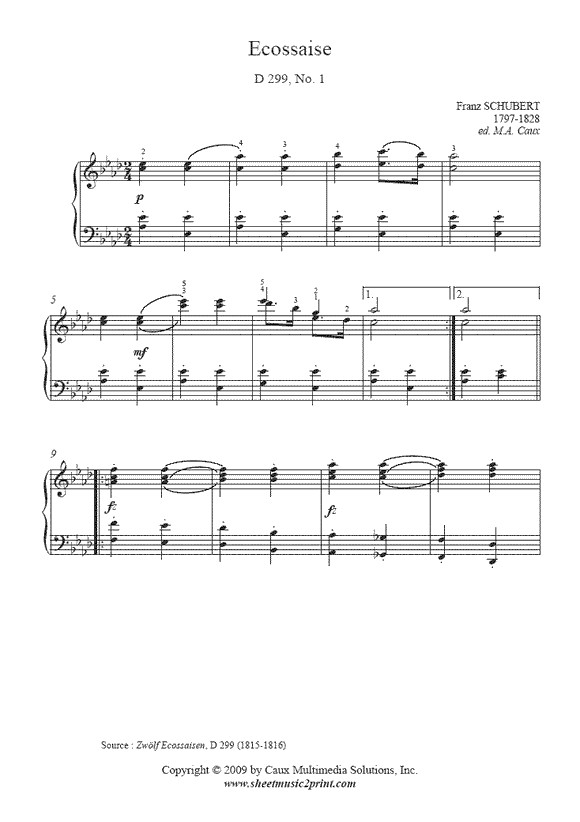 Schubert : Ecossaise D 299, No. 1