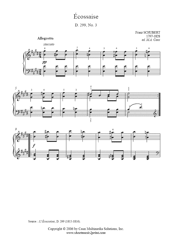 Schubert : Ecossaise D 299, No. 3