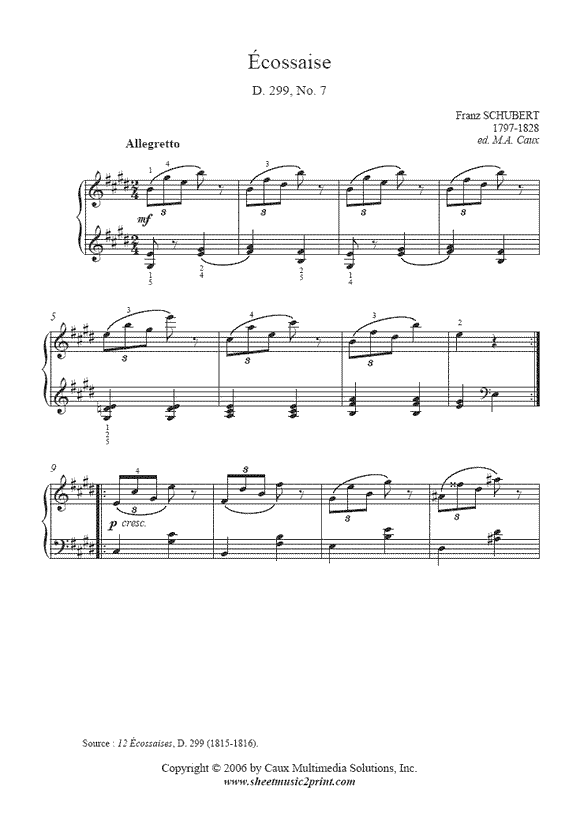 Schubert : Ecossaise D 299, No. 7
