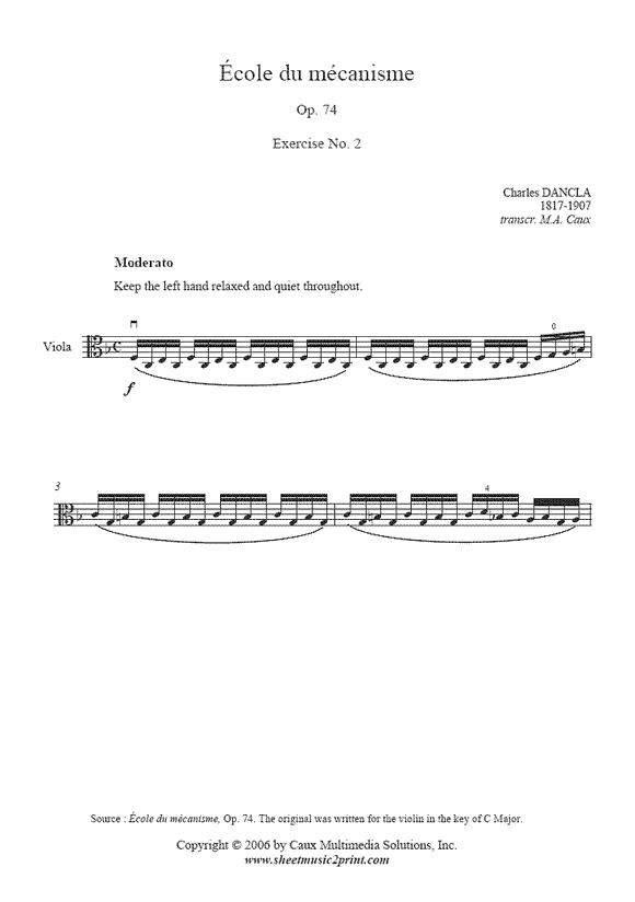Dancla : Exercise Op. 74, No. 2 - Viola