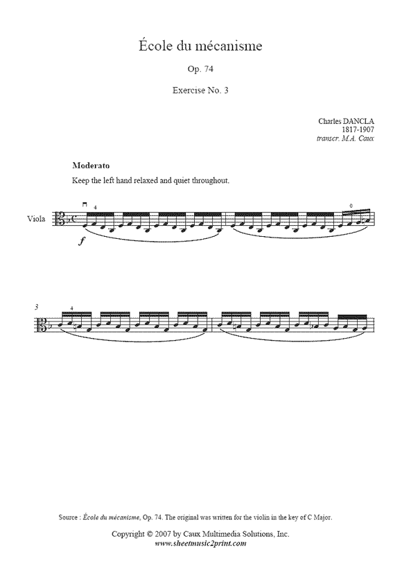 Dancla : Exercise Op. 74, No. 3 - Viola