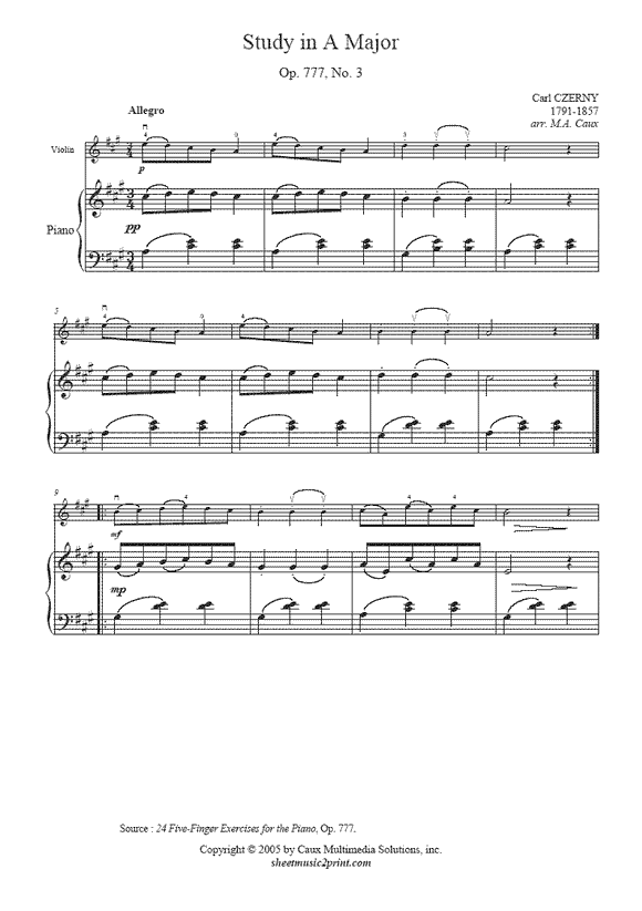 Czerny : Exercise Op. 777, No. 3 - Violin