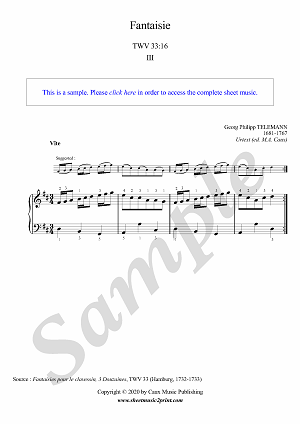 Fantaisie in D Major, TWV 33:16 (3/3 : Vîte) -- Urtext