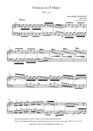 Fantaisie in D Major, TWV 33:1