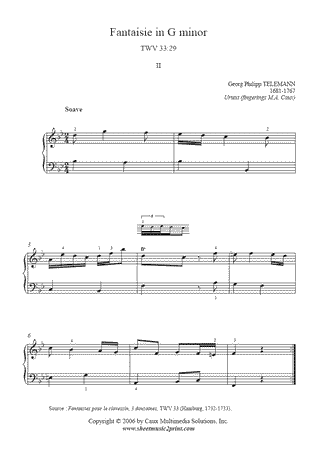 Fantaisie in G minor, TWV 33:29 (II : Soave) -- Urtext