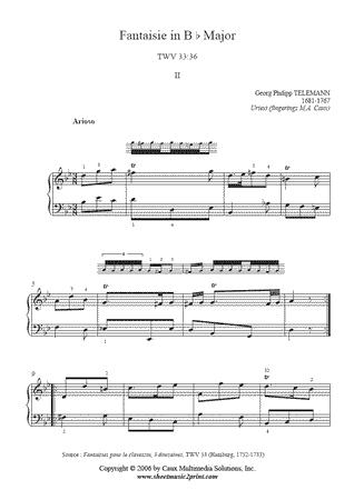 Fantaisie in B flat Major, TWV 33:36 (II : Arioso) -- Urtext