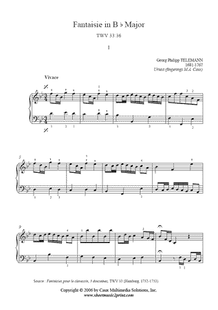 Fantaisie in B flat Major, TWV 33:36 (I : Vivace) -- Urtext