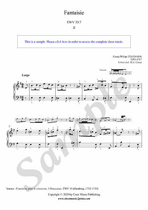 Fantaisie in G Major, TWV 33:7 (2/2 : Largo) -- Urtext