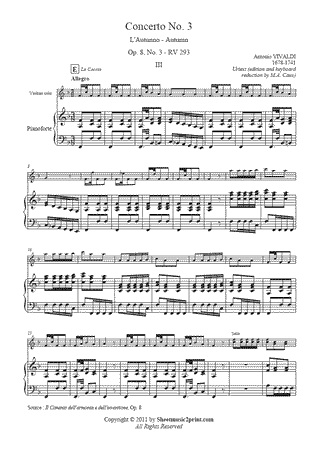 Concerto RV 293, Op. 8, No. 3 <em>L'Autunno</em> (III : Allegro) -- Urtext