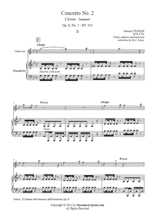 Concerto RV 315, Op. 8, No. 2 <em>L'Estate</em> (II : Adagio) -- Urtext