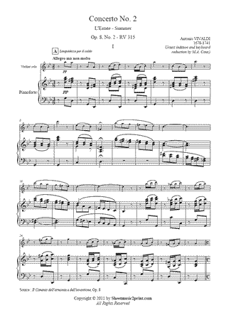 Concerto RV 315, Op. 8, No. 2 <em>L'Estate</em> (I : Allegro mà non molto) -- Urtext