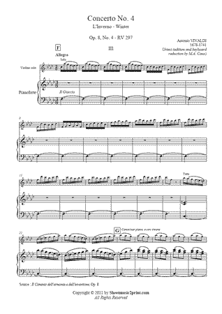 Concerto RV 297, Op. 8, No. 4 <em>L'Inverno</em> (III : Allegro) -- Urtext