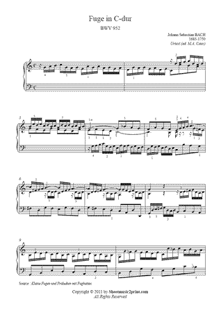 Fugue in C Major, BWV 952 -- Urtext