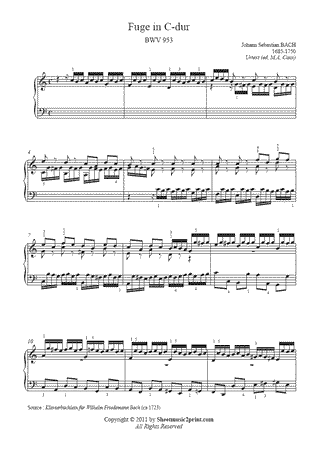 Fugue in C Major, BWV 953 -- Urtext