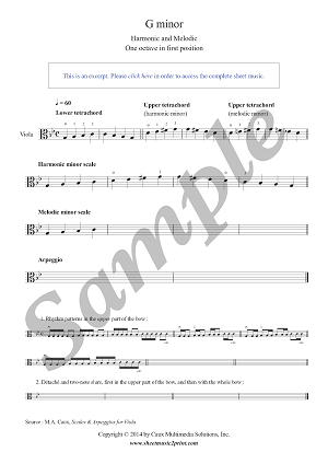 Viola : G minor Scales & Arpeggio - Grade 1