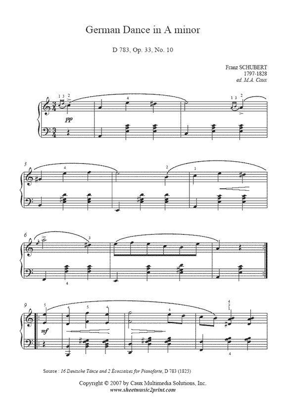 Schubert : German Dance D 783, No. 10
