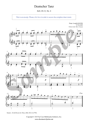German Dance in C Major, Hob. IX:12, No. 4 -- Urtext