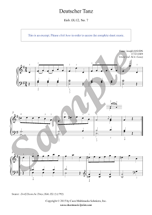German Dance in G Major, Hob. IX:12, No. 7 -- Urtext