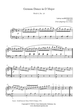 German Dance in D Major, WoO 8, No. 10 -- Urtext