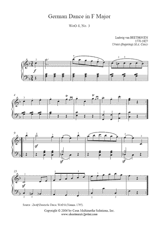 German Dance in F Major, WoO 8, No. 3 -- Urtext