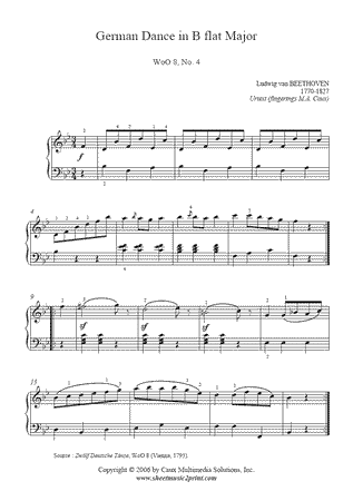 German Dance in B flat Major, WoO 8, No. 4 -- Urtext