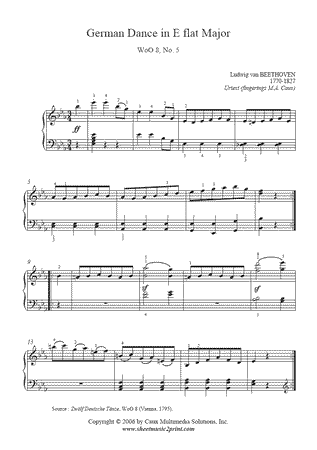 German Dance in E flat Major, WoO 8, No. 5 -- Urtext