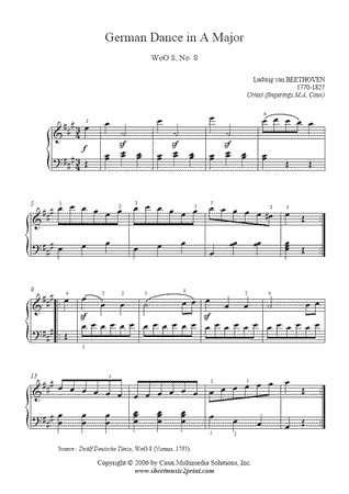 German Dance in A Major, WoO 8, No. 8 -- Urtext