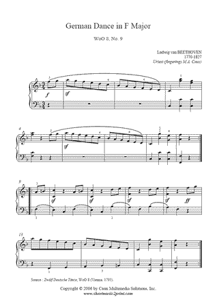 German Dance in F Major, WoO 8, No. 9 -- Urtext