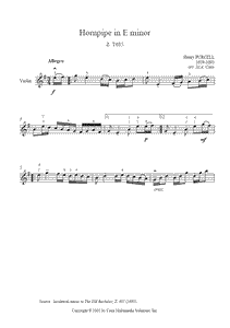 Purcell : Hornpipe Z T685 - Violin