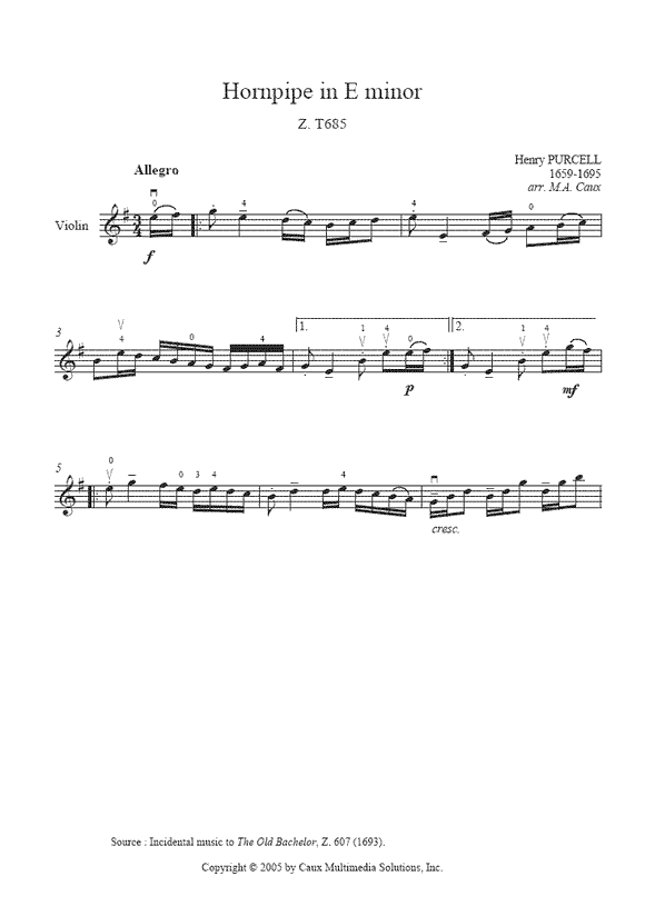 Purcell : Hornpipe Z T685 - Violin