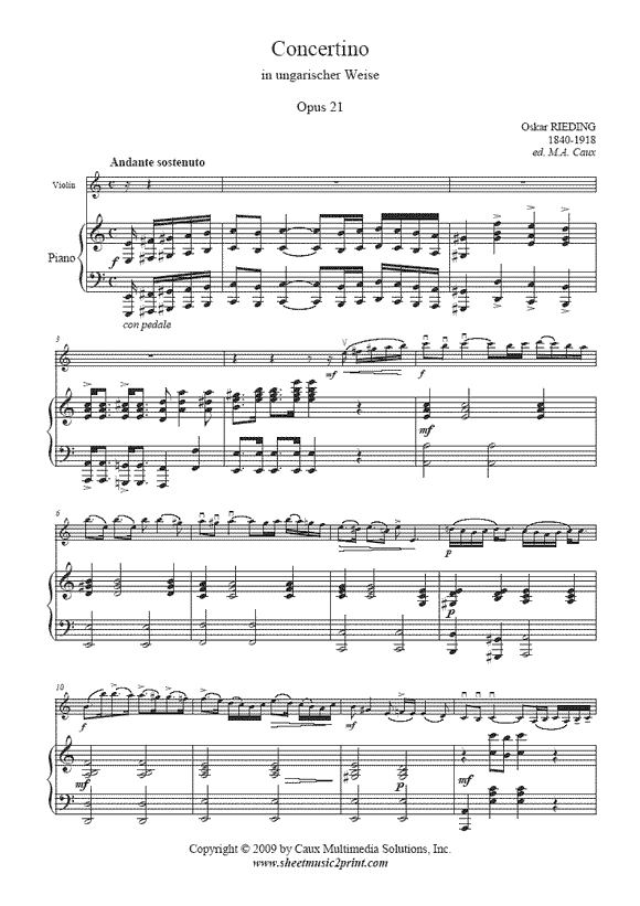 Rieding : Hungarian Concertino, Op. 21