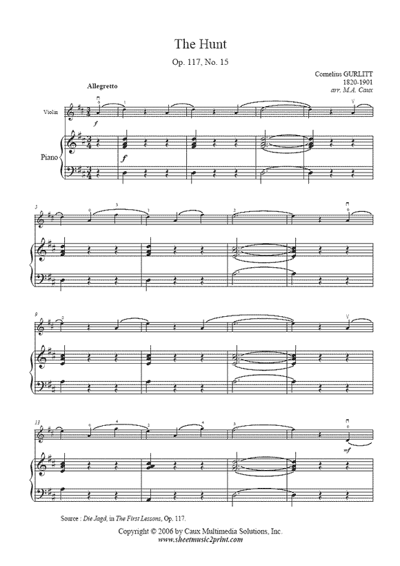 Gurlitt : The Hunt, Op. 117, No. 15 - Violin