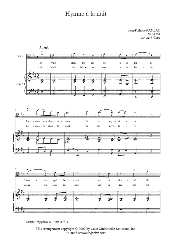 Rameau : Hymne a la nuit - Viola