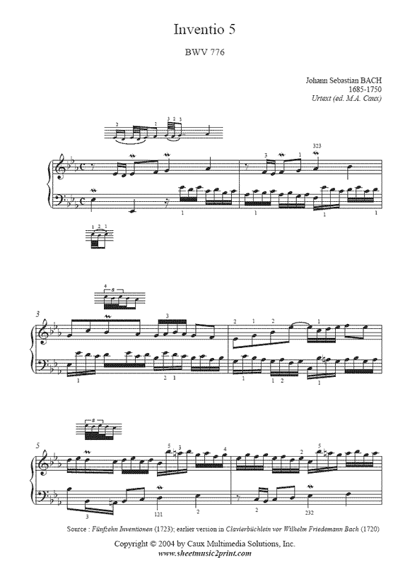 Bach : Invention 5, BWV 776