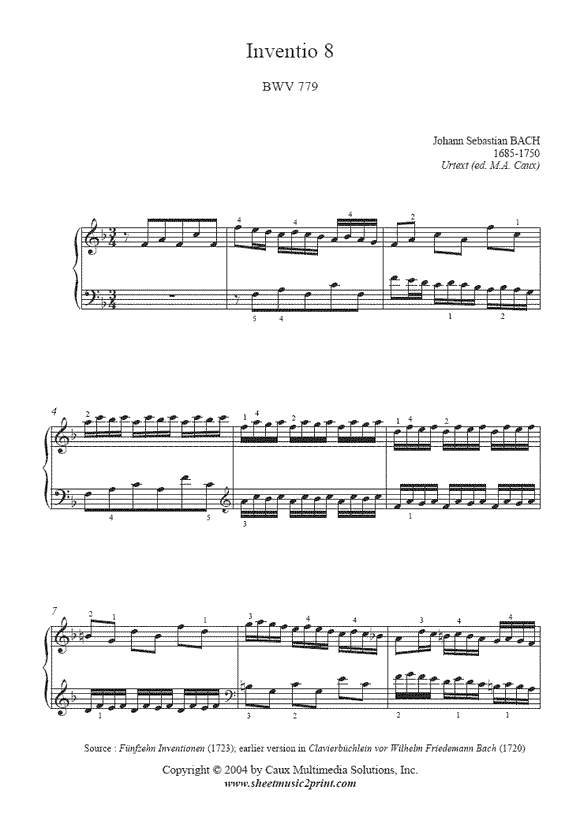 Bach : Invention 8, BWV 779