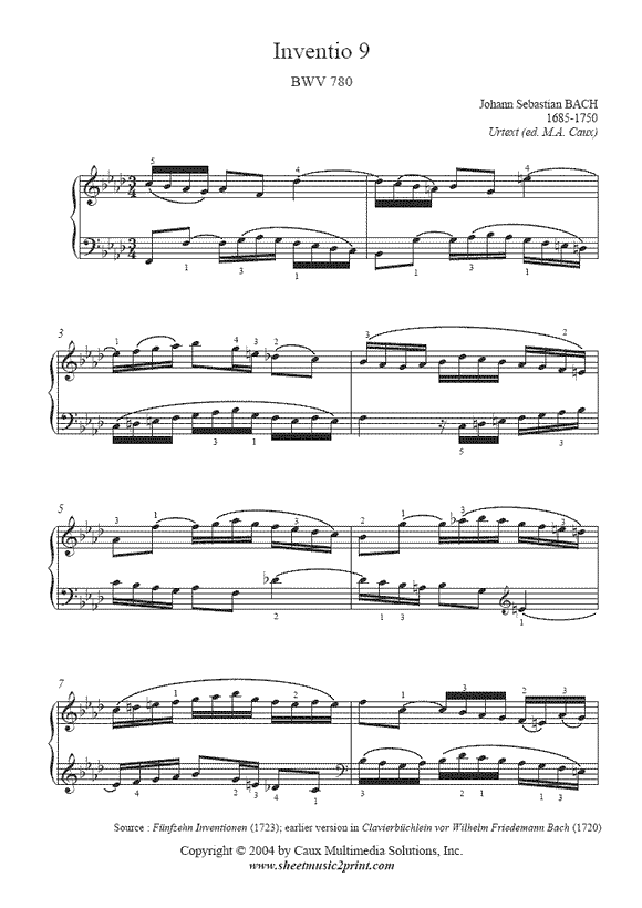 Bach : Invention 9, BWV 780