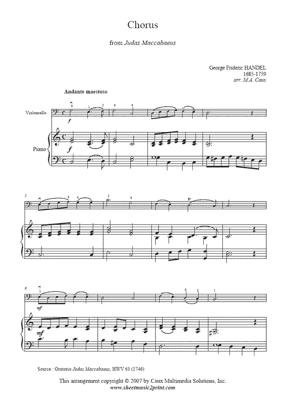 Handel : Chorus from Judas Maccabaeus - Cello