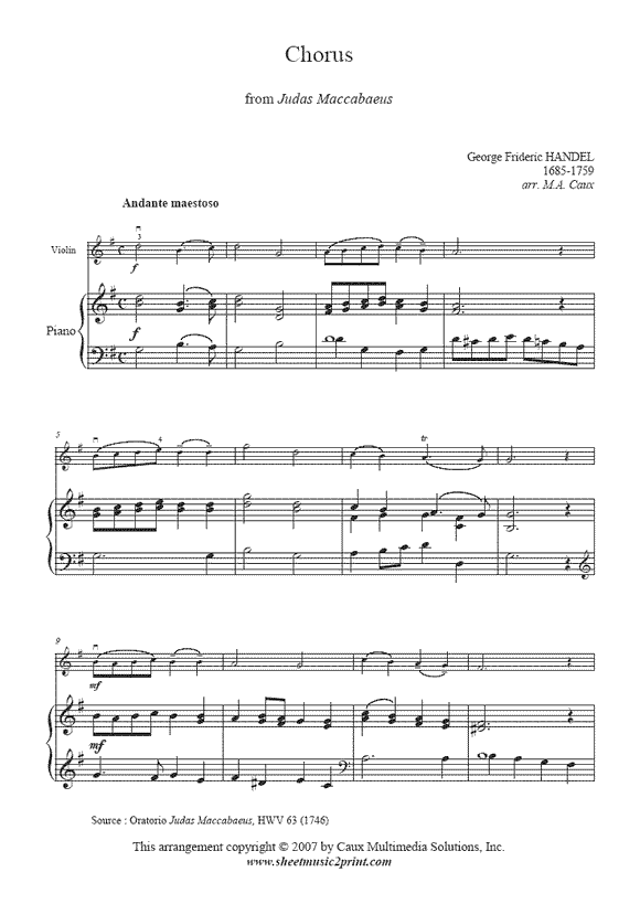 Handel : Chorus from Judas Maccabaeus - Violin