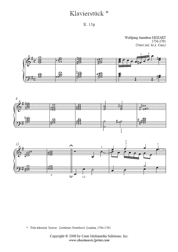 Mozart : Klavierstuck K 15g